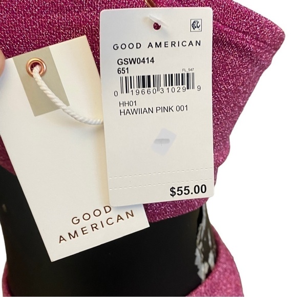 NEW Good American 2pc Hawaiian Pink Sparkle Swimsuit Bikini - Picture 6 of 10
